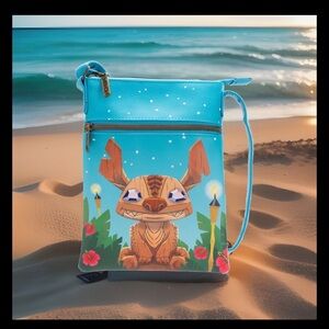 Disney Lilo and Stitch Carved Wood Tiki Stitch Passport Bag NEW